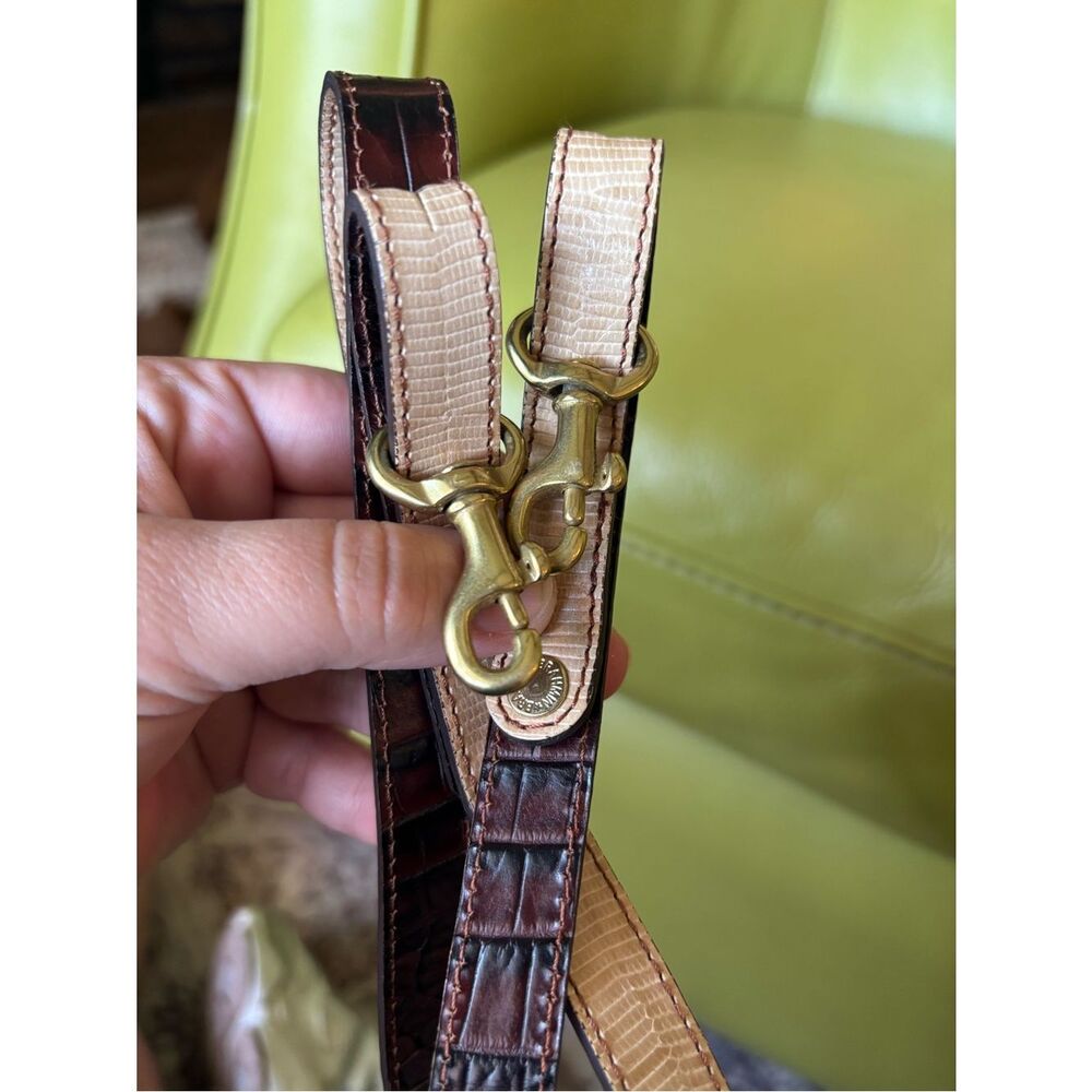 👜 Brahmin Croc Embossed Leather Shoulder Strap Brown/Tan Adjustable Melbourne